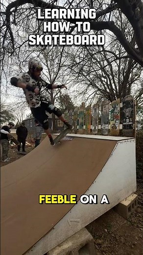 Learning how to feeble on a skateboard