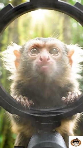 Monkey grabs camera and inspects lens, breathing fog on it