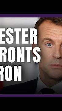 Protester confronts French President Macron in Montreal