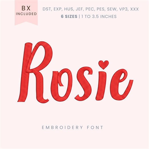Rosie Script Embroidery Font - Modern Script - Machine Embroidery Alphabet - 6 Sizes - BX, PES   More Formats - Etsy