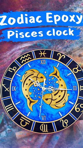 Cosmic timekeeper a Pisces centered zodiac epoxy clock
