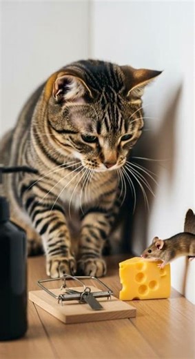 LOL! Mice try sneaky plan, cat still waiting? Who will win this epic chase #cats #mice #funny