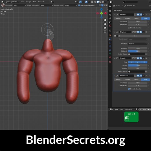 #b3d tip: The Trim Lasso tool lets us quickly sketch geometry in the 3D viewport. Combined with some modifiers, this is a powerful tool for creating base meshes for sculpting. More tips & free sample e-book: https://www.blendersecrets.org/ | Blender Secrets
