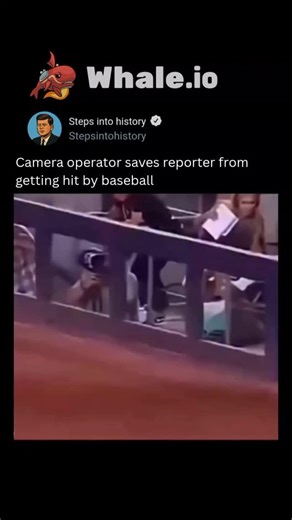 step into history on Instagram: "While covering a game from the sidelines, a reporter was moments away from being struck by a rogue baseball—until the camera operator stepped in. With split-second reflexes, they reached out and deflected the ball just inches from the reporter’s head, all while keeping the camera steady. This behind-the-scenes hero may not be on screen, but their quick thinking prevented what could’ve been a serious injury. It’s a reminder that even in controlled environments lik