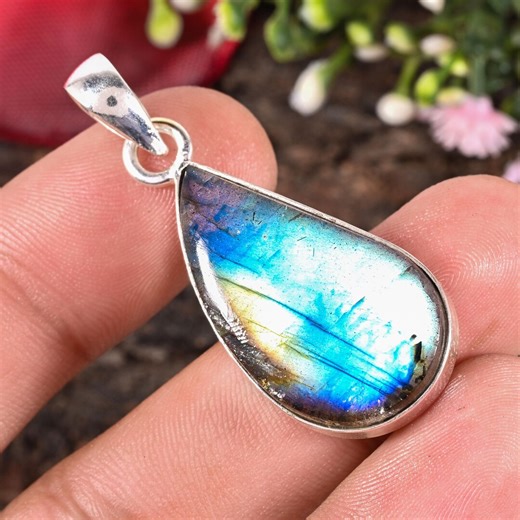 Antique Labradorite Pendant Necklace | Teardrop 925 Sterling Silver Artisan Jewelry for Every Day Gift - Etsy