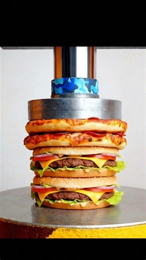 HYDROLICPRESS VS BURGER 😨😨 #asmr #satisfying #crushingtime #crushingexperiment #shorts