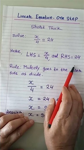 Solve Linear Equations In One Step #example #algebra #easy # learning #maths topics #value #same