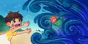 Illustrations for Pop-Up Book: Ponyo on the cliff