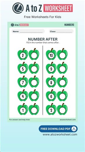 After Number Worksheet for Nursery Kids – Learn What Comes Next!