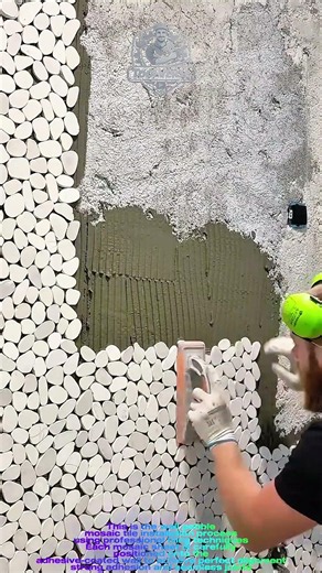 Wall Pebble Mosaic Tile Installation Process | Professional Decorative Wall Tiling Technique #shorts