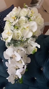 Orchid Cascading Bridal Bouquet: White Roses Teardrop Wedding Bouquet - Etsy