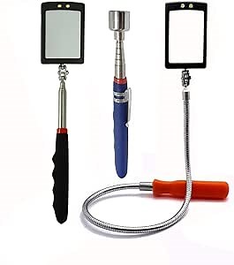 Telescoping Inspection mirror with light,telescoping mechanic mirror on a stick Tool for Checking Vehicle,machinist tools,Observing and Small Parts,20lbs Telescoping magnet stick,Magnetic Pick Up Tool