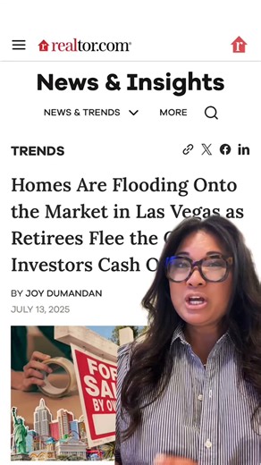 12K views · 36 reactions | Homes are pouring onto the market in Las Vegas as retirees exit and investors cash out. Across the U.S., the number of newly listed homes in June was up 6.2% compared to last year, according to Realtor.com. Las Vegas saw the biggest jump, with 77.6% more homes for sale than a year ago. Learn more about where housing inventory is growing: https://rltor.cm/v9fexz | Realtor.com | Facebook