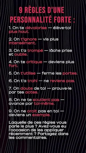 💪 9 règles d'une personnalité forte .. #motivation #psychologie #mindset #discipline