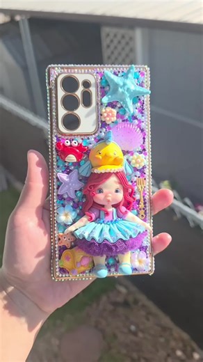 the little mermaid blinged phone case 💜🩵 #fyp #thelittlemermaid #customizedphonecase #ariel #princess