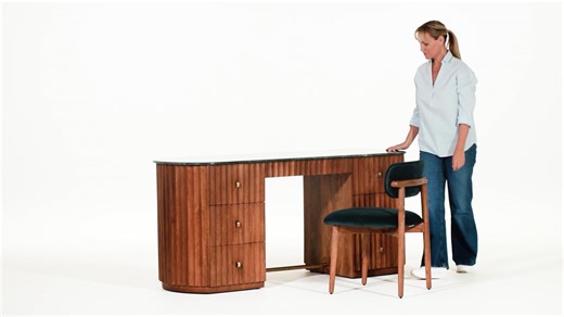 Jude Large Fluted Marble Desk - by Atkin and Thyme