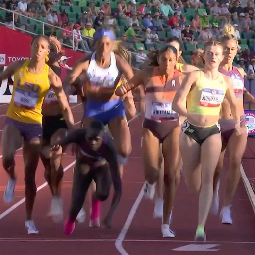 3.1M views · 11K reactions | Dramatic final in the #TrackFieldTrials24 women's 800m. American record-holder Athing Mu falls 200m into the race and Nia Akins wins, running the fastest time of her life (1:57.36). | NBC Sports | Facebook
