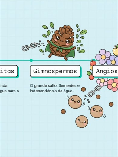 Você sabia que as gimnospermas foram as primeiras plantas a dominar de vez o ambiente terrestre seco? 🌍🌲 Para vencer os desafios da natureza, elas trouxeram grandes novidades evolutivas: a semente (para proteger o embrião) e o grão de pólen (que as libertou da dependência da água para a reprodução)! Entender essas adaptações é figurinha carimbada nas provas. Me conta aqui nos comentários: como o pólen viaja até a estrutura feminina na maioria dos pinheiros? (Dica: eles contam com uma forcinha 