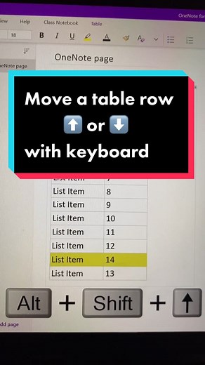 How to move a table row ⬆️ and ⬇️ in #Word, #OneNote, PPT or #Outlook with your keyboard #techtok #edtech #teachertechtips #fyp #wordtips