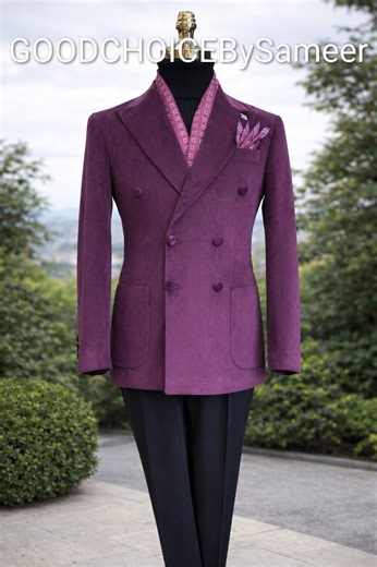 Plum Velvet Double Breasted Blazer, Men's Wedding Suit Jacket, Formal Prom Party Wear - Etsy