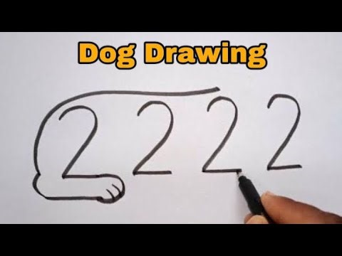 How to draw Dog With Number 2222 | Easy Dog Drawing | Animals Drawing /Number Drawing /Puppy Drawing