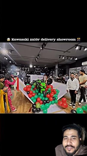 green screen with@sakib_uk_2.0🤯 Kawasaki zx10r delivery showroom🎊#zx Dukati delivery in showroom 🎊