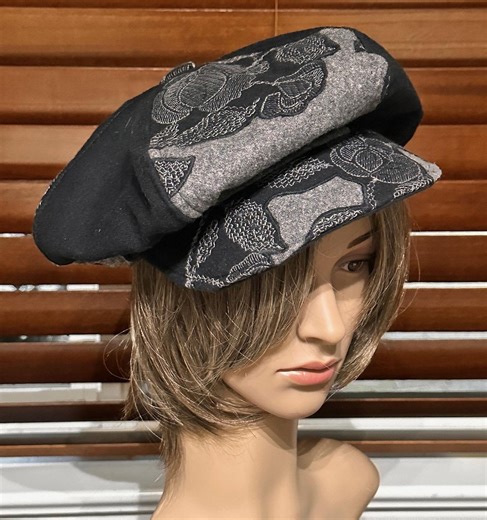 Unique Embroidered Wool Newsboy Cap: Unisex Bakerboy, Beret (S to M) - Etsy