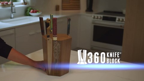 360 Knife Block - (Walnut) ROTATING Magnetic knife block - SeriousEats/ATK/Cooksillustrated BEST Universal Knife Block - handmade in Washington