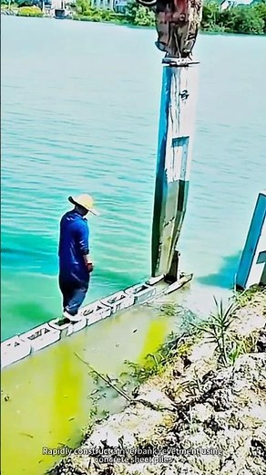 Rapidly construct a riverbank revetment using concrete sheet piles