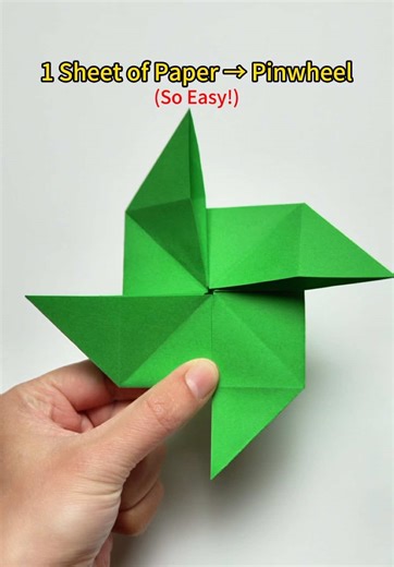 Easy Origami Paper Pinwheel / windmill Beginner-friendly origami pinwheel in under a minute 🔥 #origami #diy #fyp #viral #papercrafts