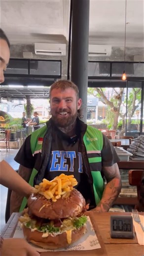 Jimmy Judge | Mr beast burger challenge!! 🍔 Today I’m @cornerhousebali tackling their “Mr beast challenge”! If I can get this all down in 20 minutes or... | Instagram
