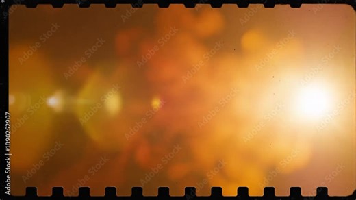 Vintage Super 8 film scan frame overlay featuring an intense orange light leak and cinematic grain texture, perfect for retro abstract background foot