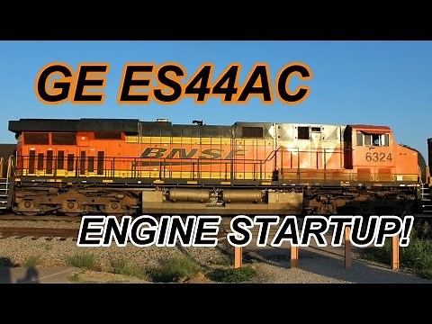 GE ES44AC BNSF 6324 - GEVO-12 prime mover startup!