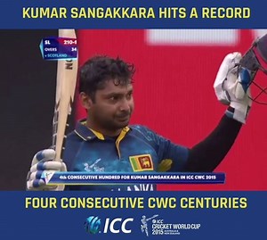 💯 vs Bangladesh, 💯 vs England, 💯 vs Australia, 💯 vs Scotland... Happy birthday to the only man in history to hit 4️⃣ consecutive centuries at the ICC Cricket World Cup, Sri Lanka Cricket legend Kumar Sangakkara! 🙌 | ICC Cricket World Cup