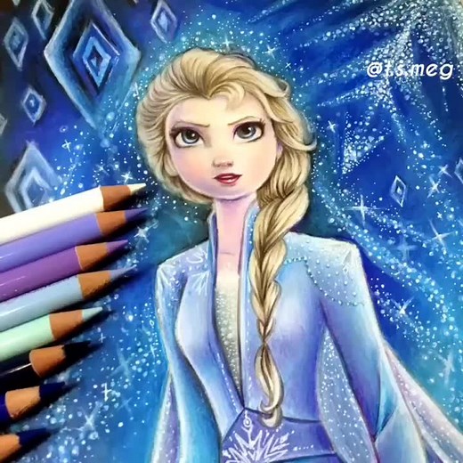 続きの塗り絵！アナと雪の女王エルサのアート作品