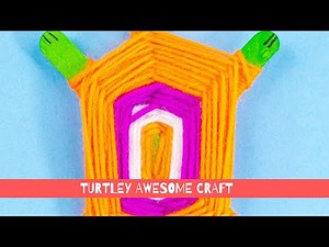 HOW TO MAKE A TURTLE WITH POPSICLE STICKS AND YARN. Its so cute! Easy kids craft.