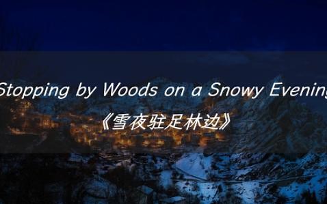 美国文学——Stopping by Woods on a Snowy Evening 《雪夜驻足林边》