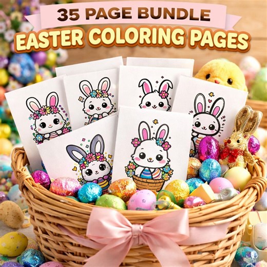Easter Bunny Coloring Pages Bundle, 35 Easter Kawaii Bunny Coloring Sheets Printables,cute Easter Kids Activity Spring Holiday Coloring Page - Etsy