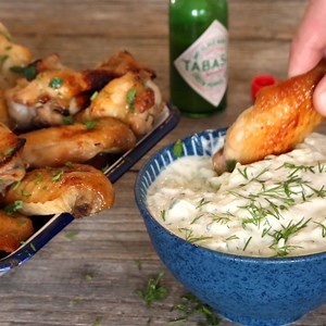 TABASCO® Green Pepper Sauce and Greek yoghurt make the perfect zesty dip to pair with chicken wings! 🍗 Keen to try? | Tabasco Australia