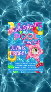 Editable Splish Splash Pool Party Invitation Template | Pool Party Birthday Invite | Summer Swim Party Printable Invitation! - Etsy Australia