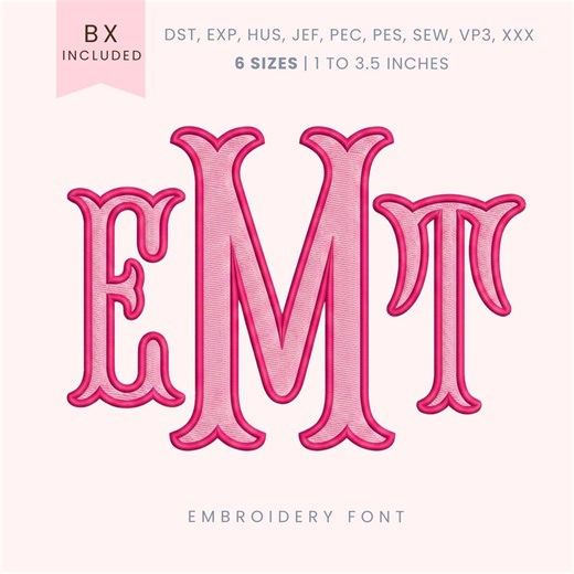 Fishtail Monogram Embroidery Font - Fishtail 2 Color Embroidery Font - Machine Embroidery Alphabet - 6 Sizes - BX, PES + More Formats - Etsy