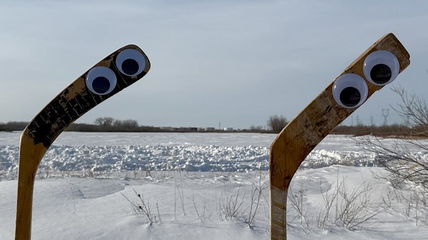 #TheMoment a Manitoba family deployed googly-eyed hockey sticks to poke fun at Trump