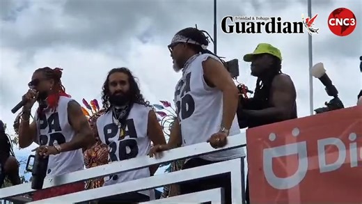 Soca star Machel Montano accompanies Tribe masqueraders across the Socadrome stage from on top a music truck on Carnival Tuesday. Video by Michael Ramsingh. | CNC3 Television, Trinidad and Tobago