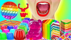 Rainbow food challenge || most popular asmr food! color jelly cake! gummy mukbang by 123 go! trends: | 123 GO FOOD
