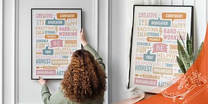Inspirational Adjectives Pastel Colours Typography Poster