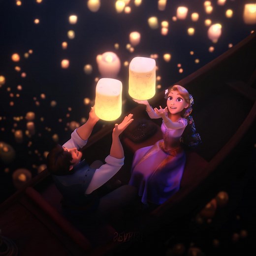 Enchanting Scene featuring Rapunzel and Eugene from Tangled