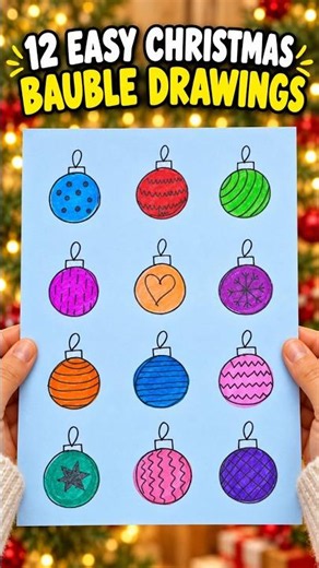 12 Different Christmas Ball Drawings 🎄🌈 Drawing & Coloring | Creative Drawing Ideas #Shorts