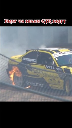 Nissan GT-R vs BMW Flame Tire Drift 🔥 Who Dominates? #Shorts