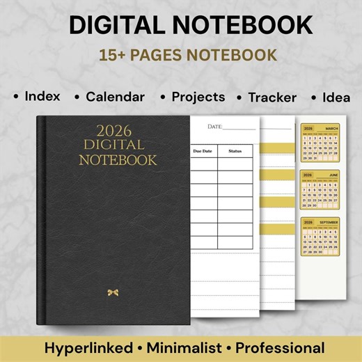 Digital Notebook With Hyperlinks, iPad Planner, Good Notes Template, Minimalist Journal, Daily Professional Notebook - Etsy