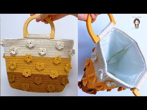 Beginner-Friendly Crochet Flower Purse | 5-Petal One-Line Design + Lining